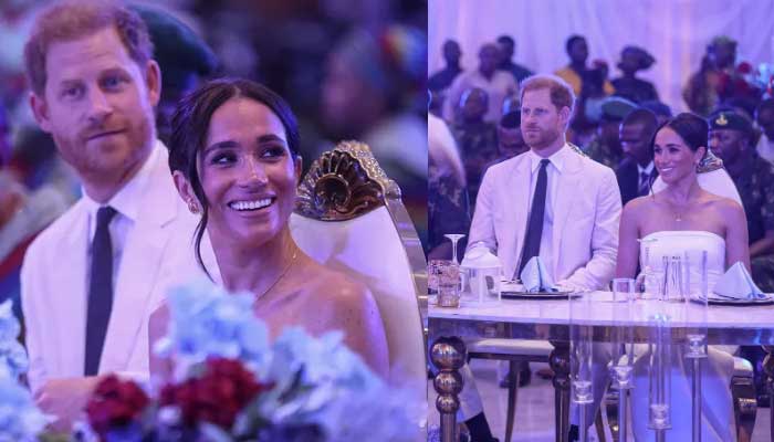 Meghan Markle, Prince Harrys reaction to God Save The King filmed during a reception in Nigeria