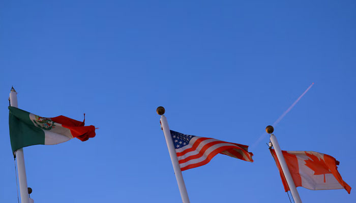The flags of Mexico, the United States and Canada fly in Ciudad Juarez, Mexico February 1, 2025. —Reuters