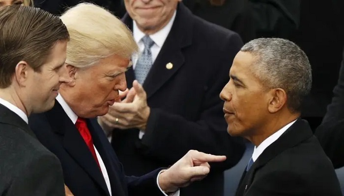 Former President Barack Obama speaks with President Donald Trump during an official event. —AFP/File