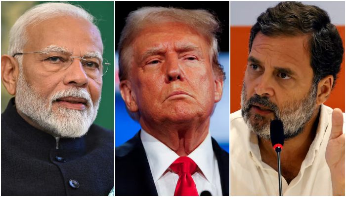 (From left to right) Indian PM Narendra Modi, US President Donald Trump and Indias Opposition Leader Rahul Gandhi. — Reuters/File