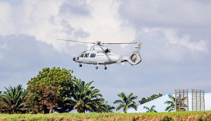This file photo shows Ghanas Z9 airforce helicopter. — Facebook/@ghanaairforce1