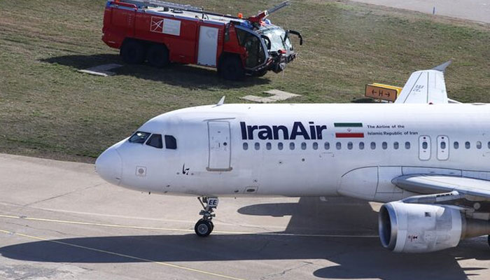 An IranAir Airbus A320 passengers aircraft taxis after landing at Belgrades Nikola Tesla Airport, Serbia, March 13, 2018. — Reuters