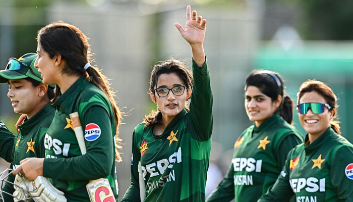 Pakistan women cricket team players celebrate after their win against Ireland on August 10, 2025. — Facebook@PakistanCricketBoard