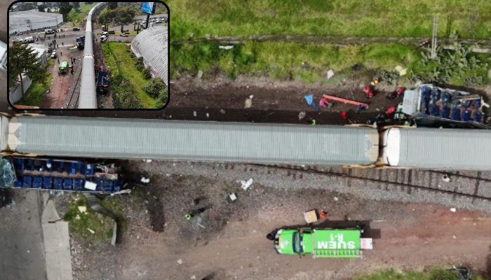 Aerial shots of the train- bus collision in Mexico city