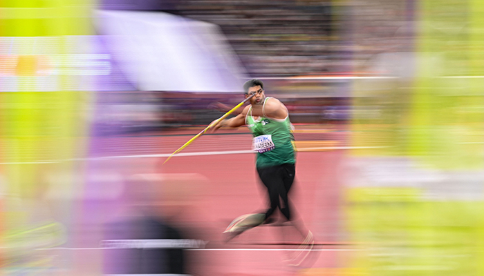Pakistan Athlete Arshad Nadeem competes in the man Javelin Throwfinal during the World Athletics Championships in Tokyo on September 18, 2025. - AFP