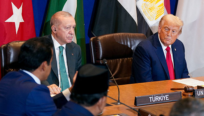 US President Donald Trump and Turkeys President Tayyip Erdogan attend a multilateral meeting during the 80th United Nations General Assembly, in New York City, New York, US, September 23, 2025. — Reuters