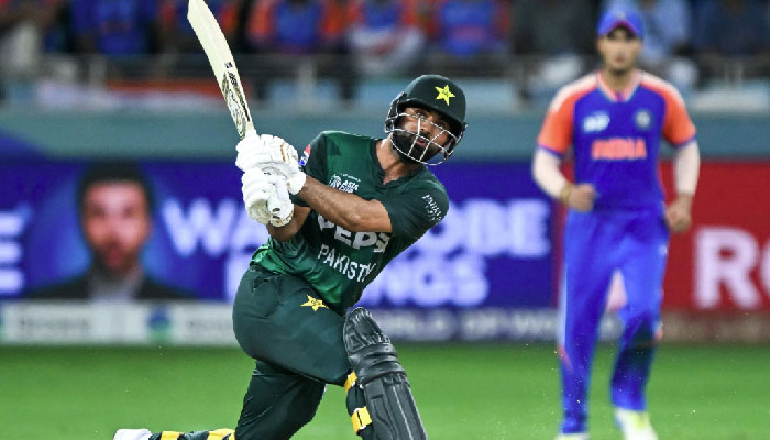 Pakistans Fakhar Zaman plays a shot during the ACC Mens T20 Asia Cup 2025 final against India in the Dubai International Cricket Stadium in Dubai on September 28, 2025. - ACC
