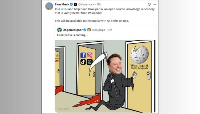 Elon musk to replace ‘Wikipedia’ with ‘Grokipedia’