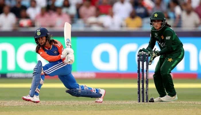 Indias Jemimah Rodrigues plays a shot during their Women’s T20 World Cup 2024 game against Pakistan in Dubai, October 6, 2024. — ICC