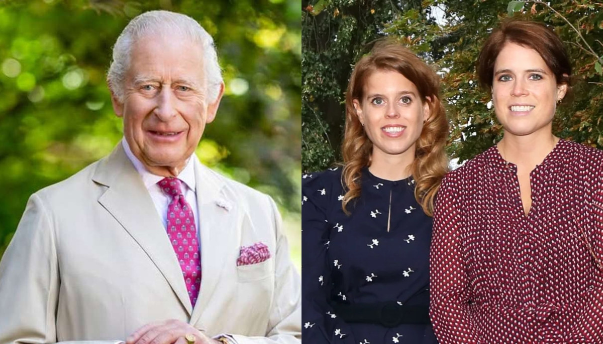 King Charles with Princess Beatrice and Princess Eugenie