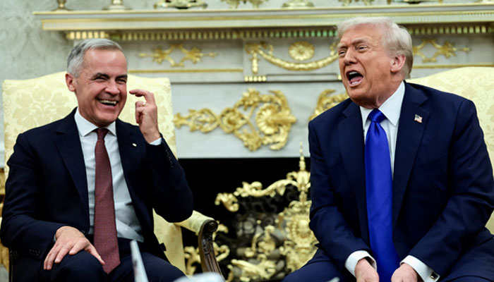 US President Donald Trump (right) and Canadas Prime Minister Mark Carney in the Oval Office at the White House in Washington, DC, US on October 7, 2025. — Reuters