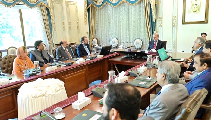 A delegation of PML-Q led by Federal Minister for Overseas Pakistanis and Human Resource Development Chaudhry Salik Hussain called on Prime Minister Shehbaz Sharif in Islamabad, November 6, 2025. — INP