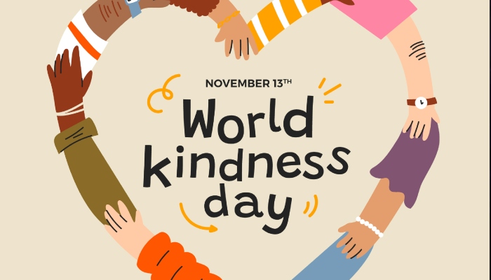 The image depicts graphical representation of the World Kindness Day, with hands of human beings holding each others. — FreePik/File