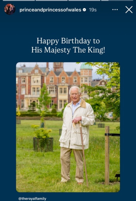 Prince William, Princess Kate send birthday greetings to King Charles