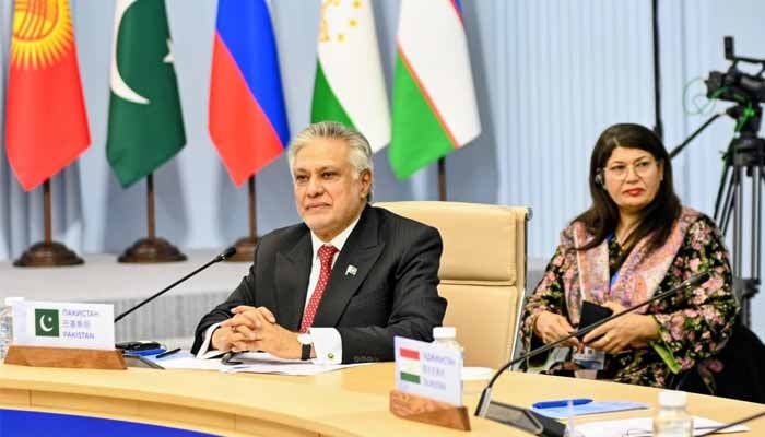 Deputy Prime Minister and Foreign Minister Ishaq Dar speaks during 24th meeting of Shanghai Cooperation Organisation Council of Heads of Government in Moscow, Russia, November 18, 2025. — X/@ForeignOfficePK