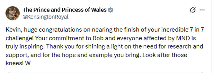 Prince William gets emotional, congratulates Kevin Sinfield: Truly inspiring