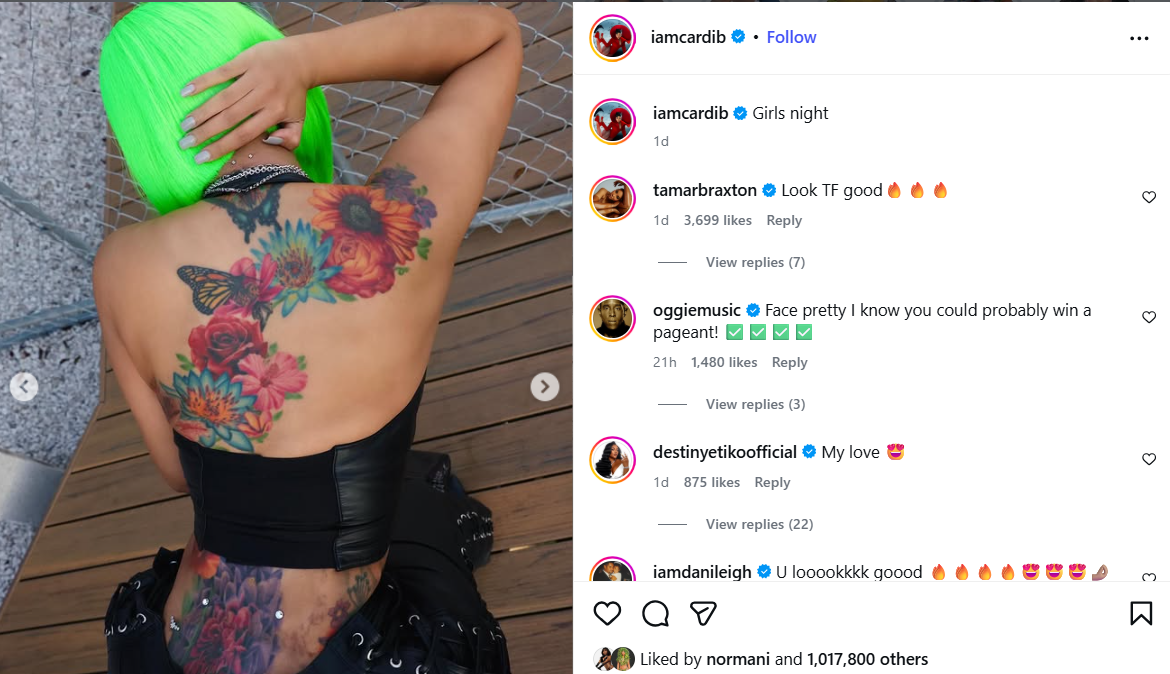 Cardi B flaunts new dermal implant and neck piercing