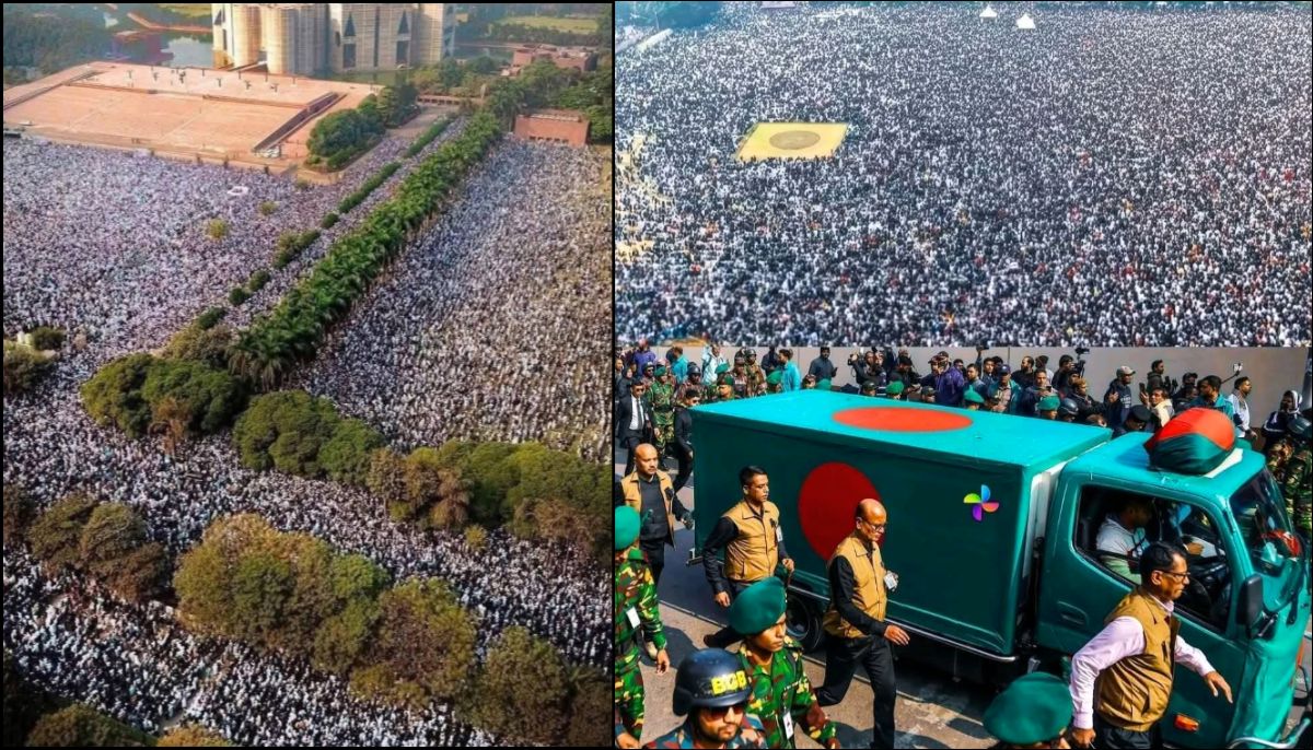 Millions surrounded Bangladesh’s parliament in Dhaka to pay their respects to the country’s first female prime minister, at her funeral on Wednesday, December 31, 2025
