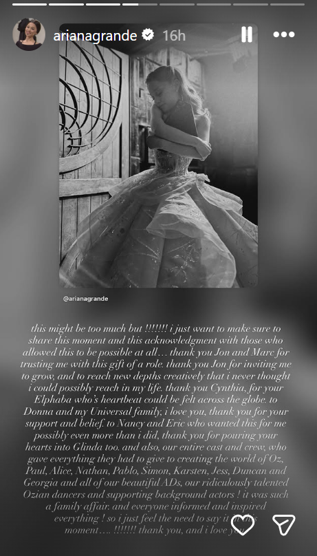 Ariana Grande gets emotional over Wicked nomination