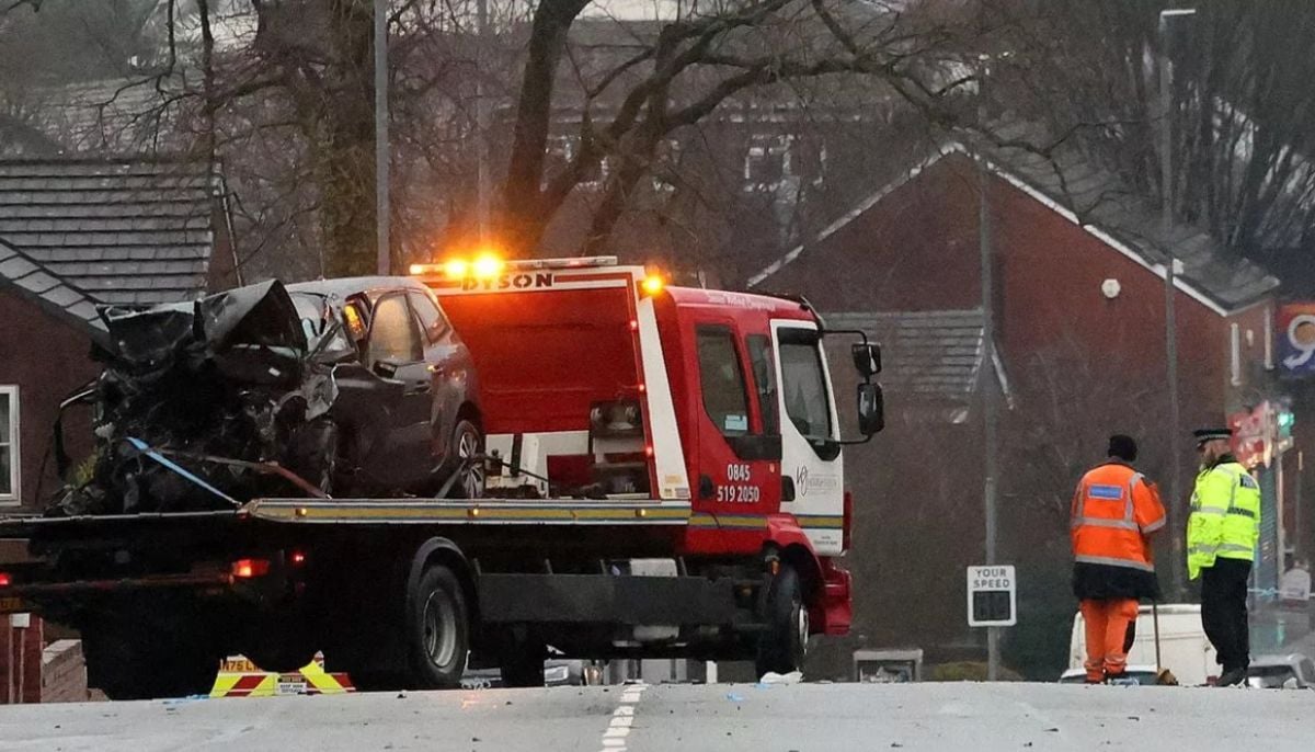 Police informed both drivers were killed after a red Seat Leon and a Citroen C4 Picasso bumped into each other on Wigan Road on Sunday, January 11, 2026
