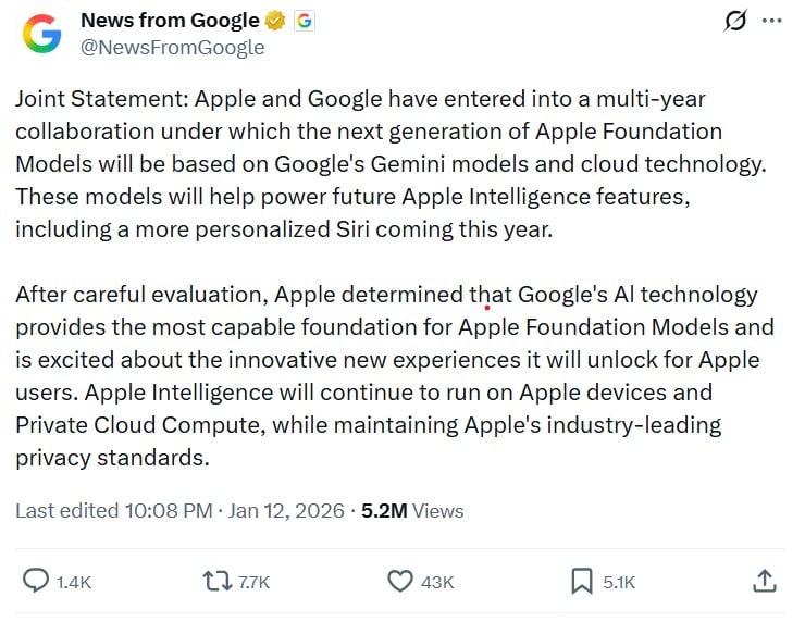 Apple turns to Google’s Gemini to deliver long-awaited Siri revamp in 2026