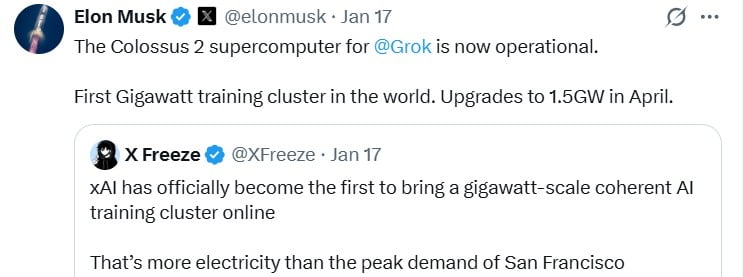 Elon Musk’s xAI launches world’s first Gigawatt AI supercluster to rival OpenAI and Anthropic