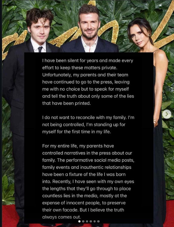 David Beckham speaks out after son Brooklyn Beckhams shocking post