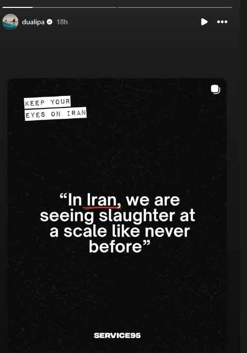 Dua Lipa makes rare political statement on Iran