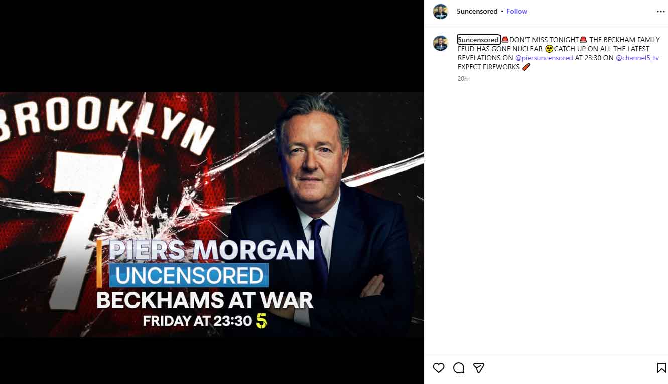 Beckhams At War: Piers Morgan discusses Brooklyn Beckhams feud on his show