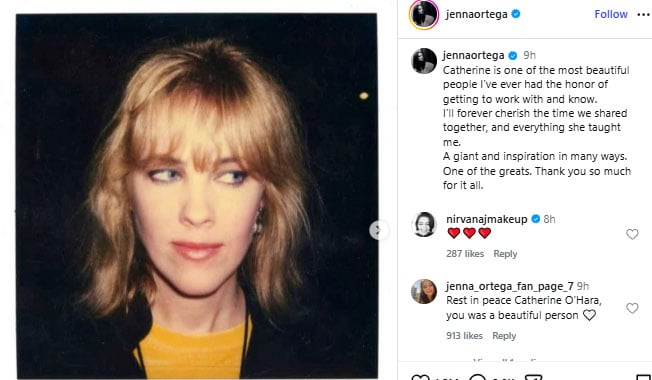 Jenna Ortega pens heartfelt tribute for late costar Catherine OHara