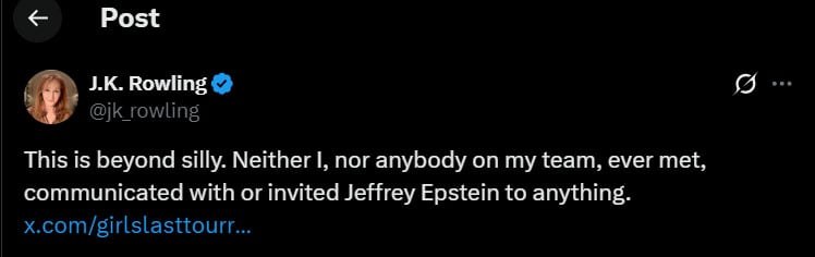 J.K. Rowling sets the record straight on Jeffrey Epsteins invitation