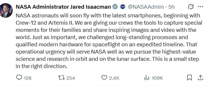 مدار میں اسمارٹ فونز؟ تازہ ترین موبائل ٹیک کو استعمال کرنے کے لئے ناسا کا عملہ -12 اور آرٹیمیس II مشن