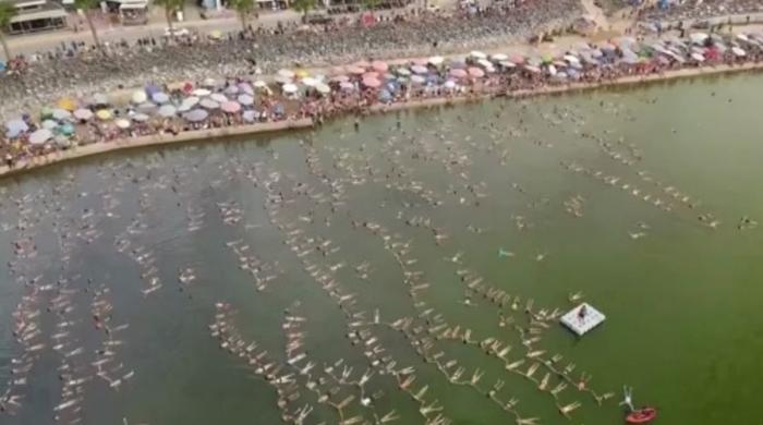 Swimmers gather at Argentina’s Mar Chiquita for world record attempt