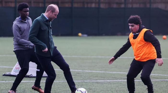 Prince William inspects Saudi Arabia's efforts to promote football in young girls   