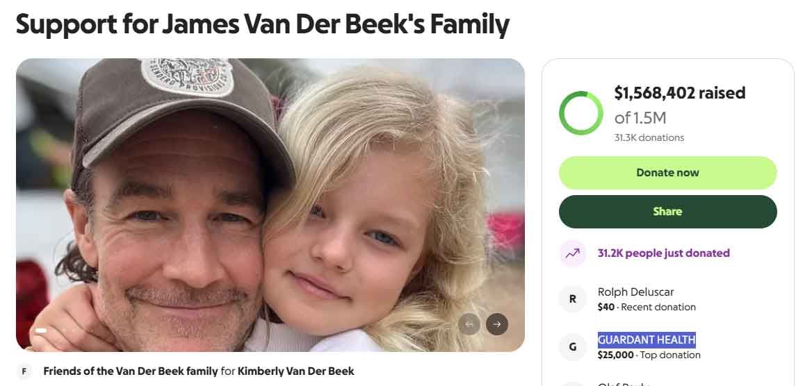 Over $1.5 million raised to support Van Der Beeks family