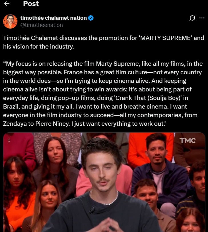 Timothée Chalamet turns head on the show with good lighting