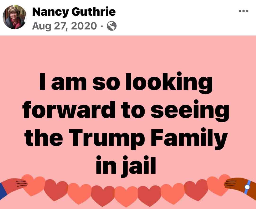 Nancy Guthrie political views, Baird Greene dominate discussions as operation yields no arrests