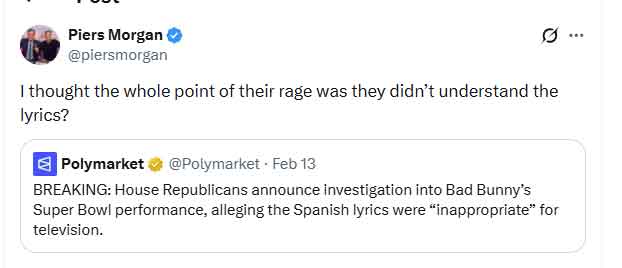 Piers Morgan supports Bad Bunny as US lawmakers seek action