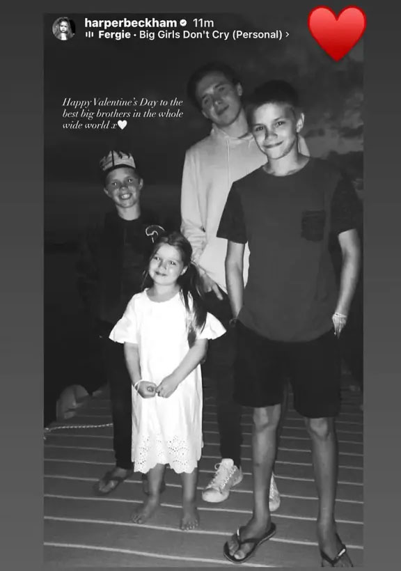 Harper Beckham sends Valentine’s love amid Brooklyn family drama