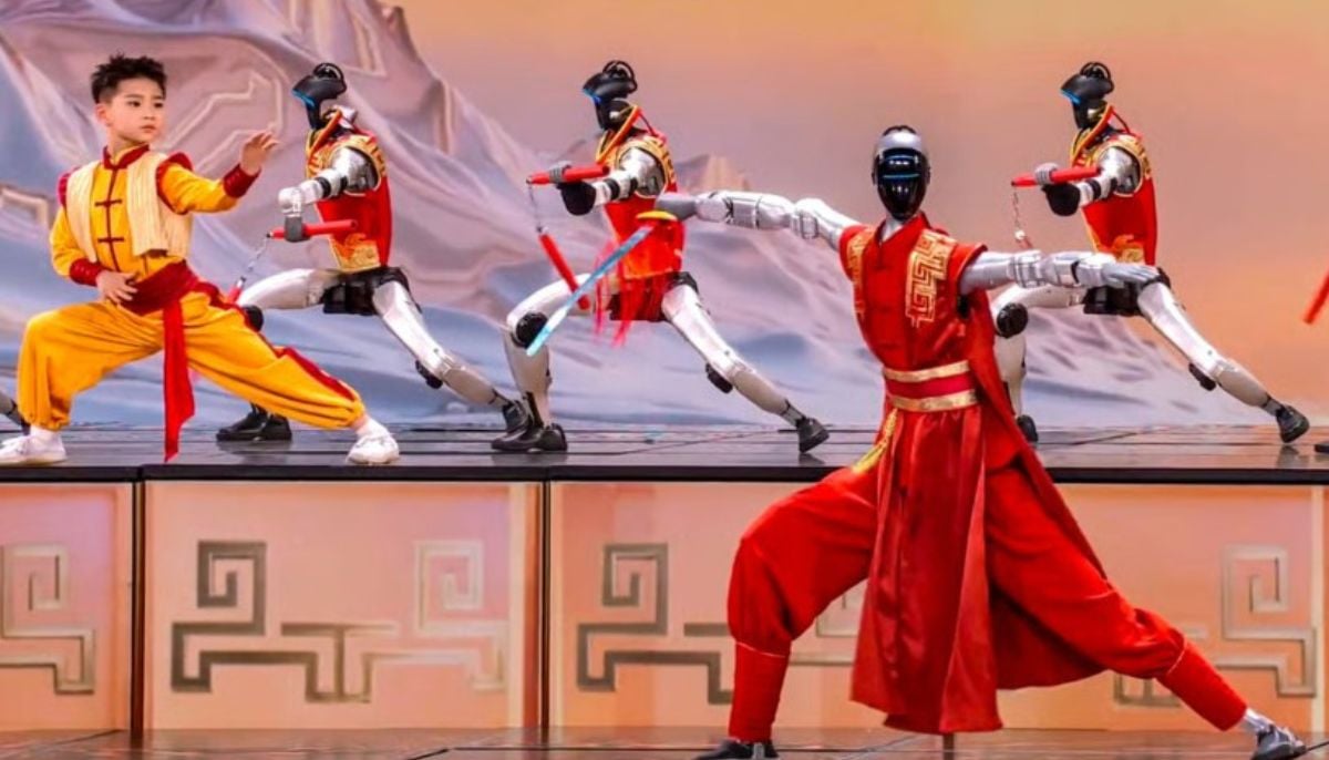 Unitree’s robots performed martial arts with child artists, including backflips and leaps from trampolines, while other performed comedy skit & dances