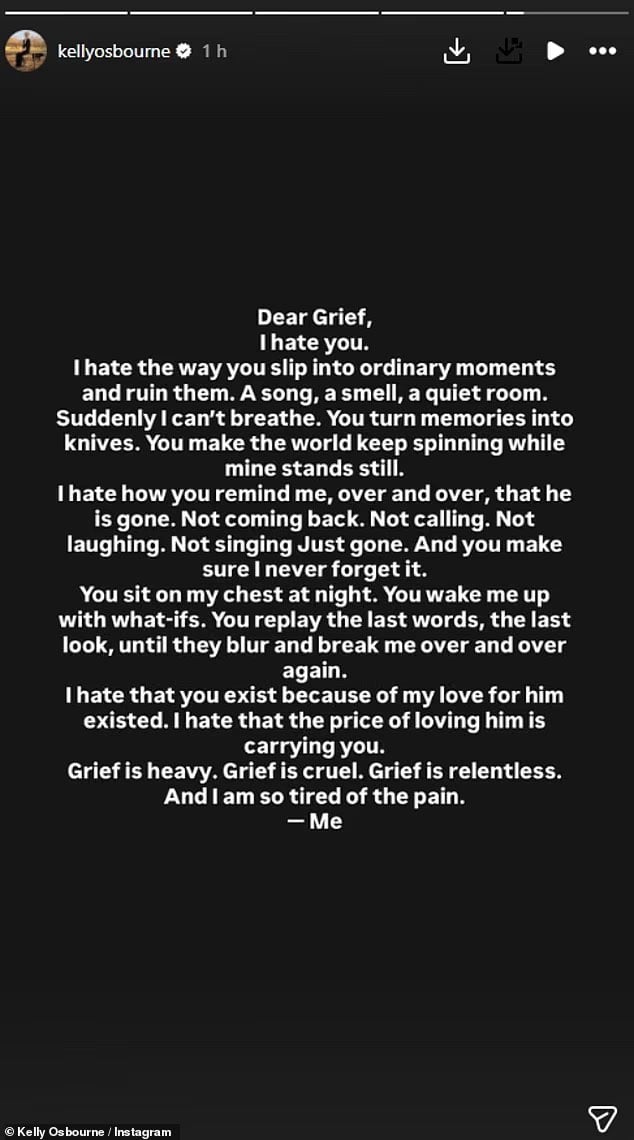 Grief is cruel: Kelly Osbourne offers glimpse into hidden pain over rockstar father Ozzy death