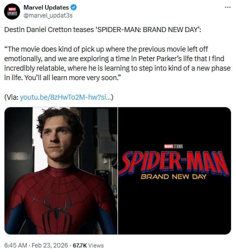 Spider-Man: Brand New Day director reveals what fans can expect from the movie