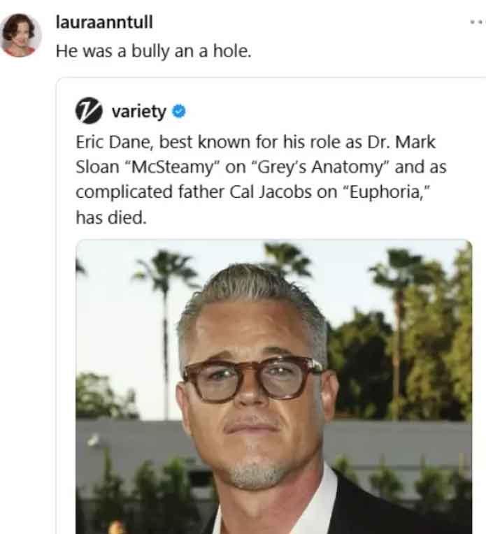 Laura Ann Tull: Eric Danes exit from Greys Anatomy contradicts accusers claims