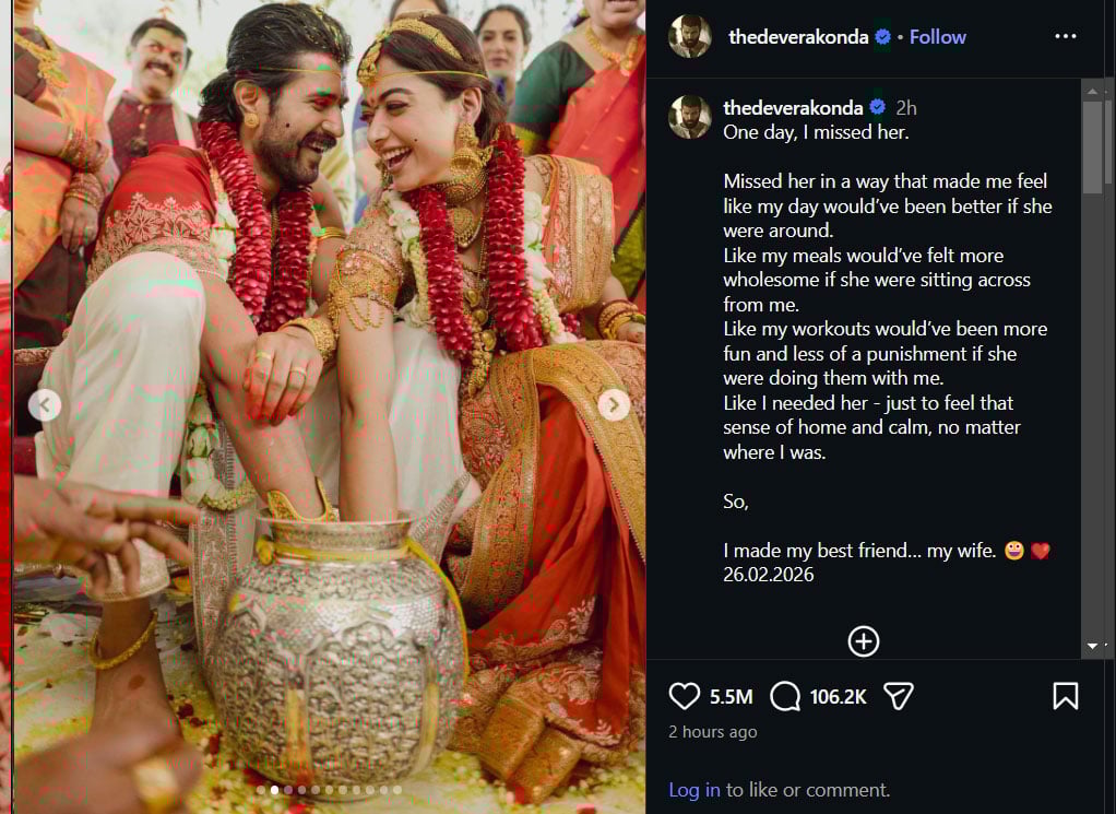 Vijay Deverakonda and Rashmika Mandanna dual wedding ceremony photos break the internet: I made my best friend my wife