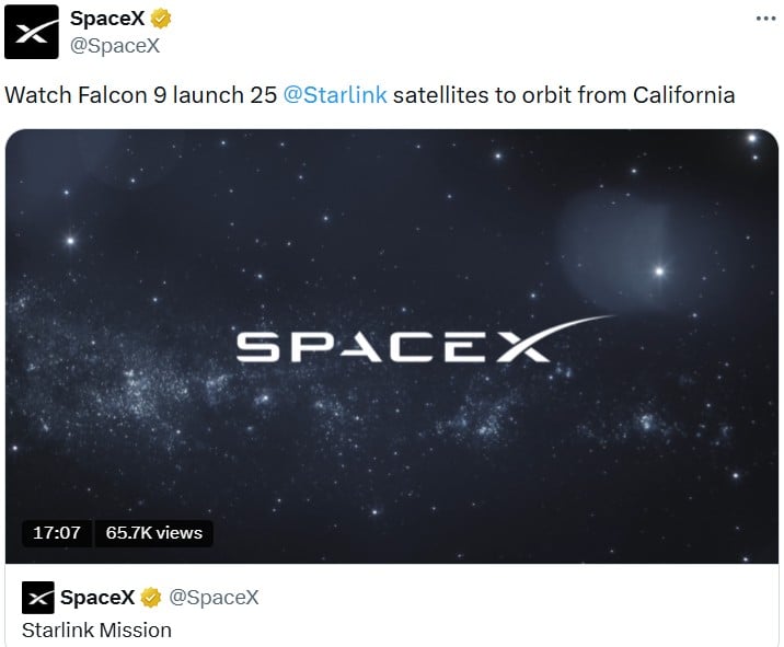 SpaceX launches 25 Starlink Satellites on its Falcon 9 booster from the West Coast