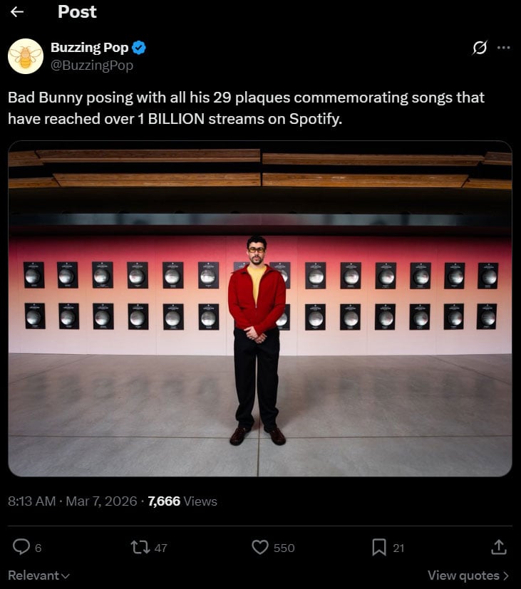 Bad Bunny steals the limelight at Spotifys first Billions Club Live in Japan