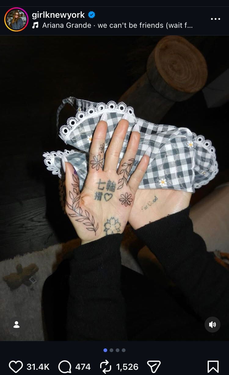Ariana Grande debuts fresh tattoos on social media, setting the internet on fire