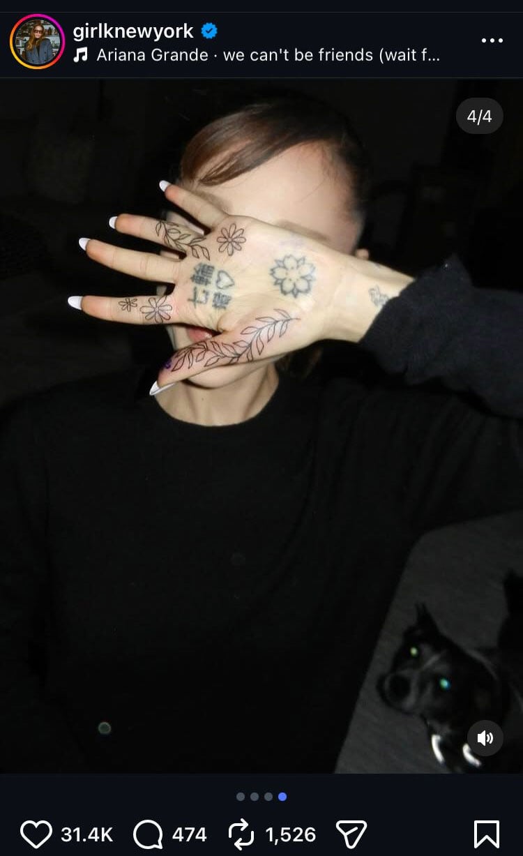 Ariana Grande debuts fresh tattoos on social media, setting the internet on fire