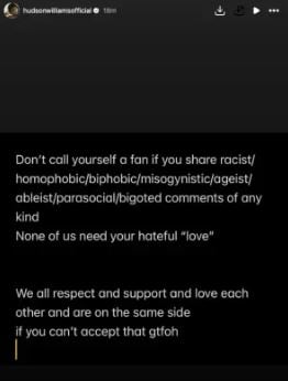 Heated Rivalry star Hudson Williams claps back at toxic fans