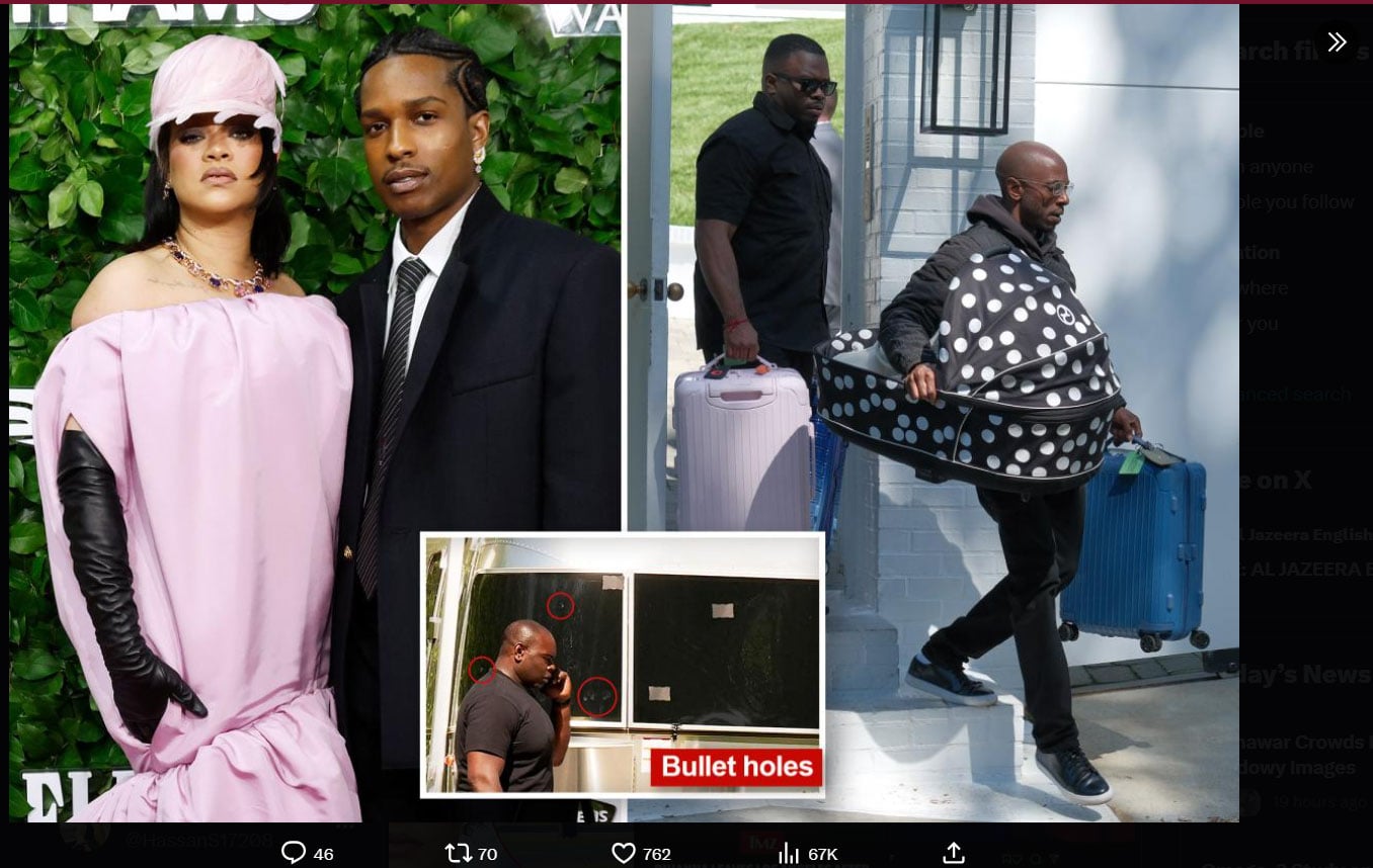 Rihanna leaves town after terrifying shooting incident at Beverly Hills mansion